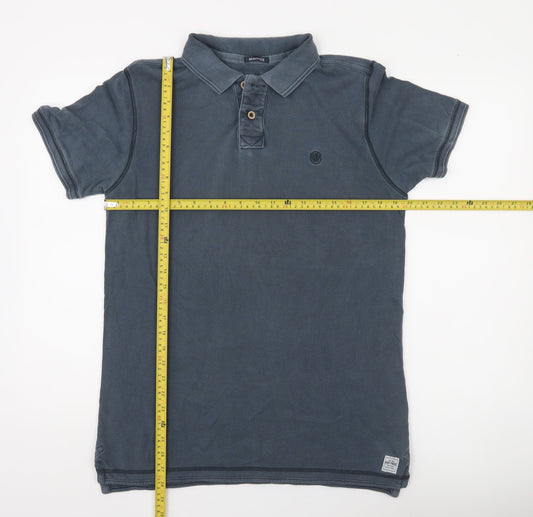 FatFace Men's Blue Cotton Short Sleeve Polo Shirt M