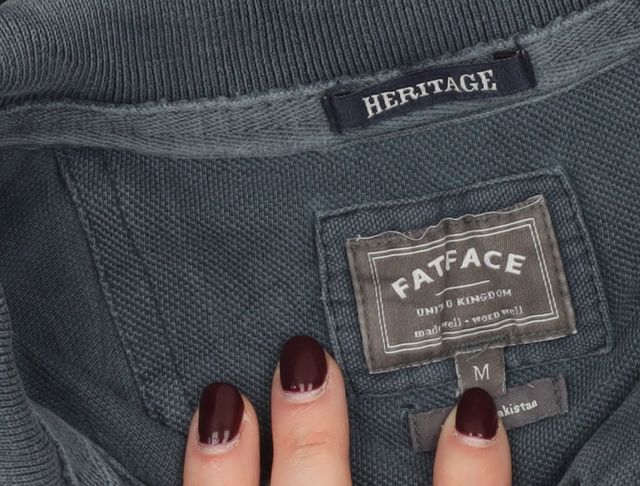 FatFace Men's Blue Cotton Short Sleeve Polo Shirt M