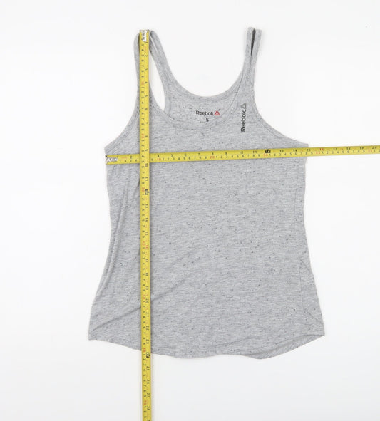 Reebok Womens Grey Small Racerback Tank Top Soft Jersey Activewear