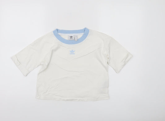 Womens UK Size 8 adidas White Ringer T-Shirt