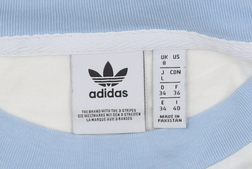 Womens UK Size 8 adidas White Ringer T-Shirt