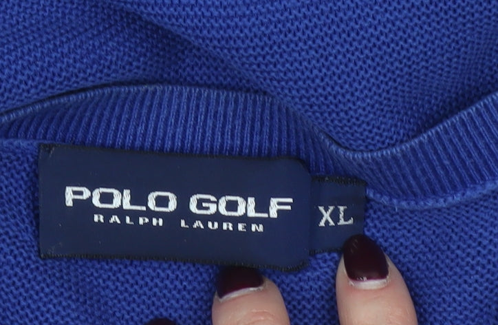 Ralph Lauren Polo Golf Men's Blue Cotton V-Neck Jumper XL