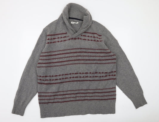 Ben Sherman Men's Grey XL Roll Neck Wool Jumper