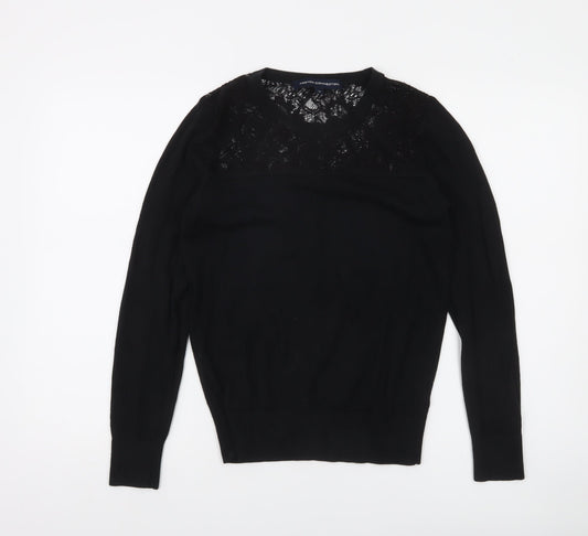 French Connection Women's Black Lace Panel Knit Jumper M