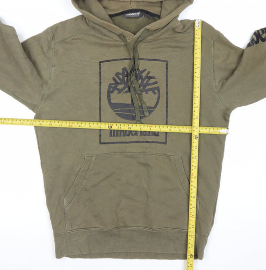 Timberland Men's Green Pullover Hoodie Size S Logo Outdoor Fleece
