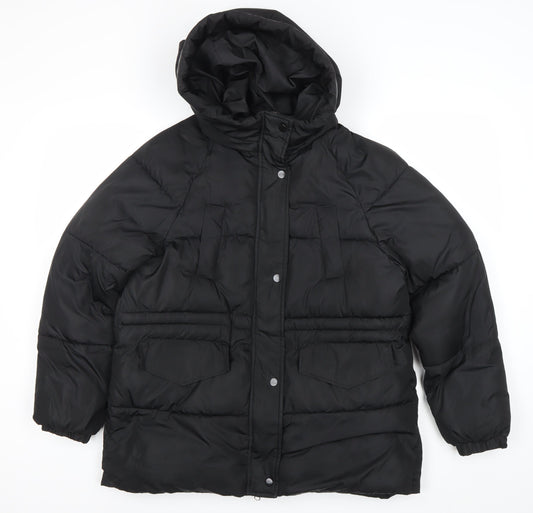 Joyone Fashion Womens Black Hooded Puffer Jacket M Winter Coat