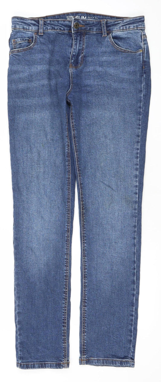 Additional front view of Denim Co. Teens Blue Slim Jeans 13-14Y Classic 5-Pocket Design