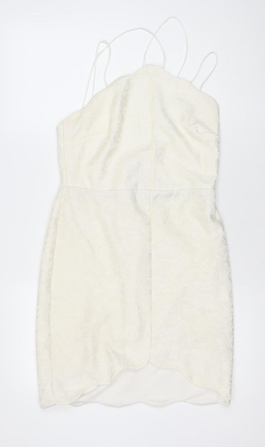 Topshop Women Ivory Size 12 Slip Dress Strappy Short Zip