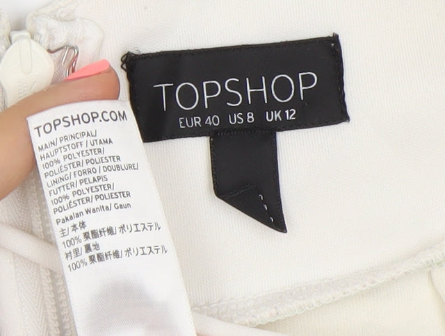 Topshop Women Ivory Size 12 Slip Dress Strappy Short Zip