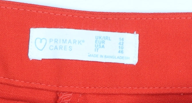 Primark Women’s Red Cropped Trousers Size 14 Polyester Blend