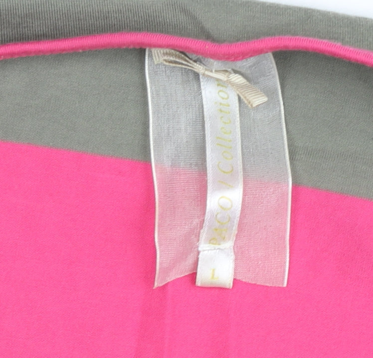 Paco Collection Women’s Pink Striped Long Sleeve Open Cardigan L