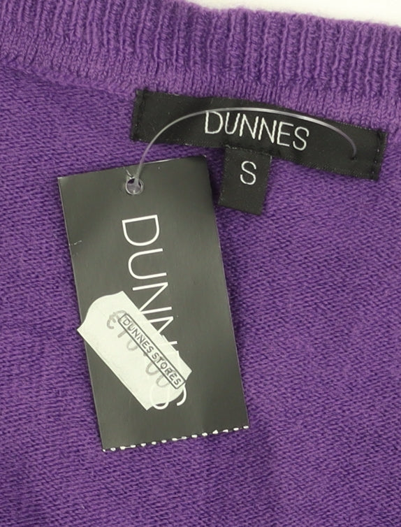 Dunnes Women's Purple V-Neck Cotton Jumper Size S