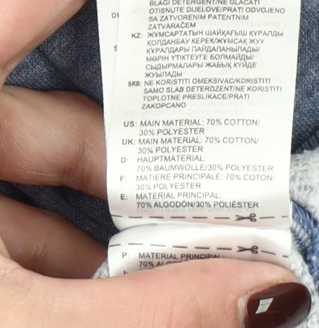 Adidas Boys Blue Full Zip Hoodie 2-3 Years Cotton Blend Sportswear