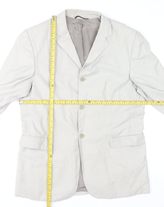 SWEPT Men’s Pale Beige Grey Cotton Blend Single-Breasted Blazer Jacket Size 42 Regular