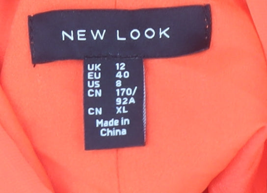 New Look Women's Orange Halter Pleated Chiffon Camisole Blouse UK 12