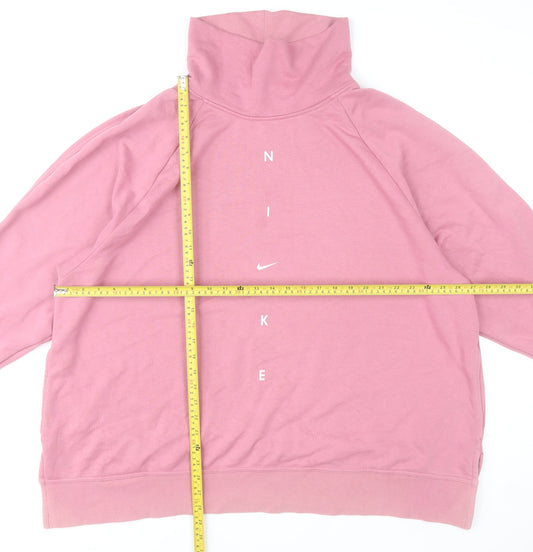 Nike Womens Pink 3XL Pullover Sweatshirt Cotton Blend High Neck