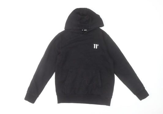 Eleven Degrees Boys Black Pullover Hoodie 12-13 Years Cotton Blend
