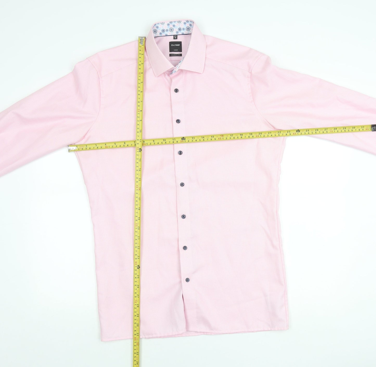 OLYMP Men's Pink Long Sleeve Classic Fit Cotton Business Shirt 15.75in
