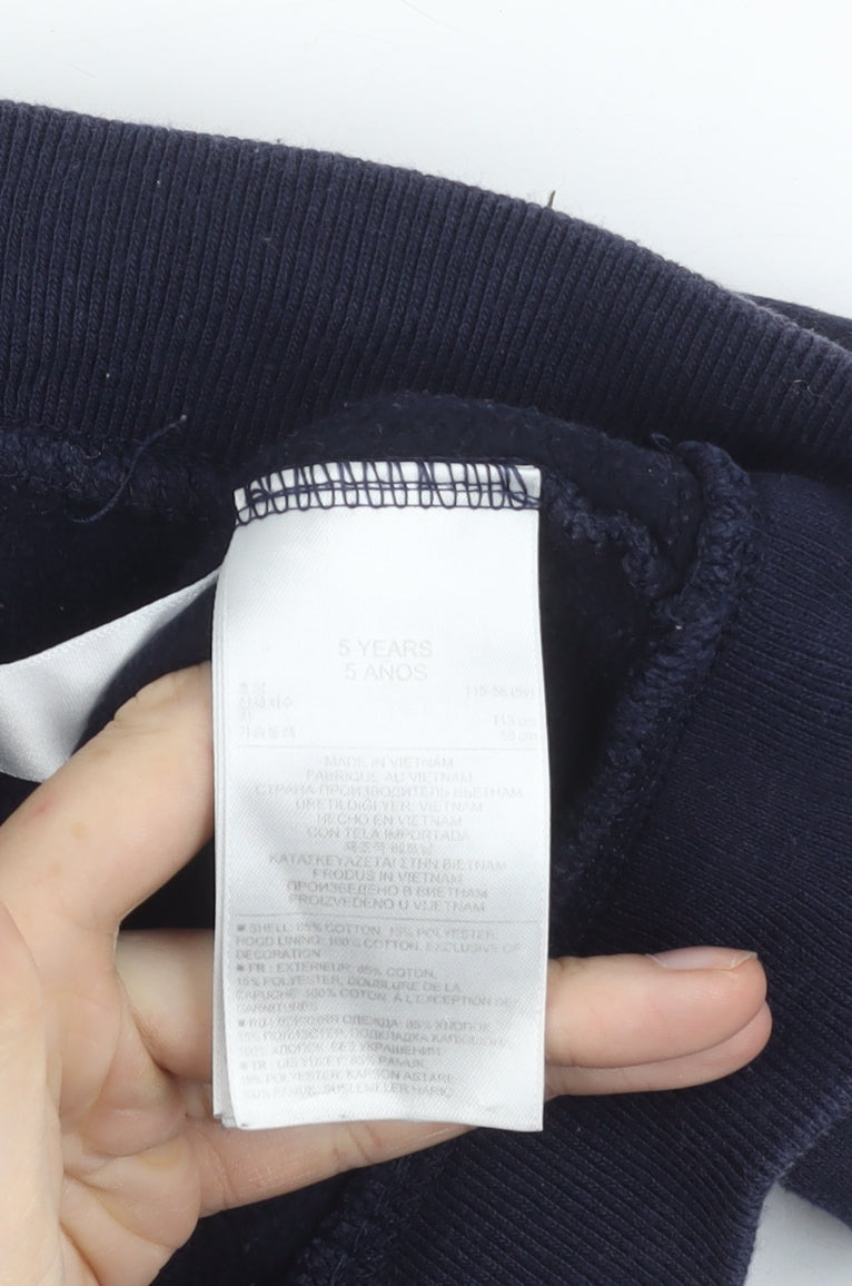 Gap Boys Blue Hooded Full Zip Logo Fleece Jacket 5 Years