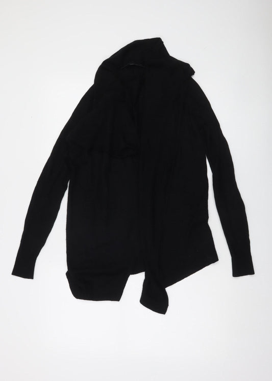 Additional front view of French Connection women’s black xs wool modal knit open cardigan