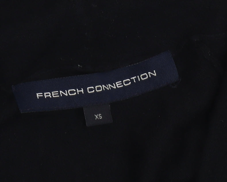 French Connection Womens Black XS Wool Modal Knit Open Cardigan