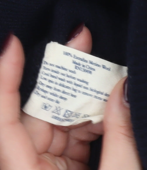 Jack Wills Women Blue Cable-Knit Merino Wool Jumper M