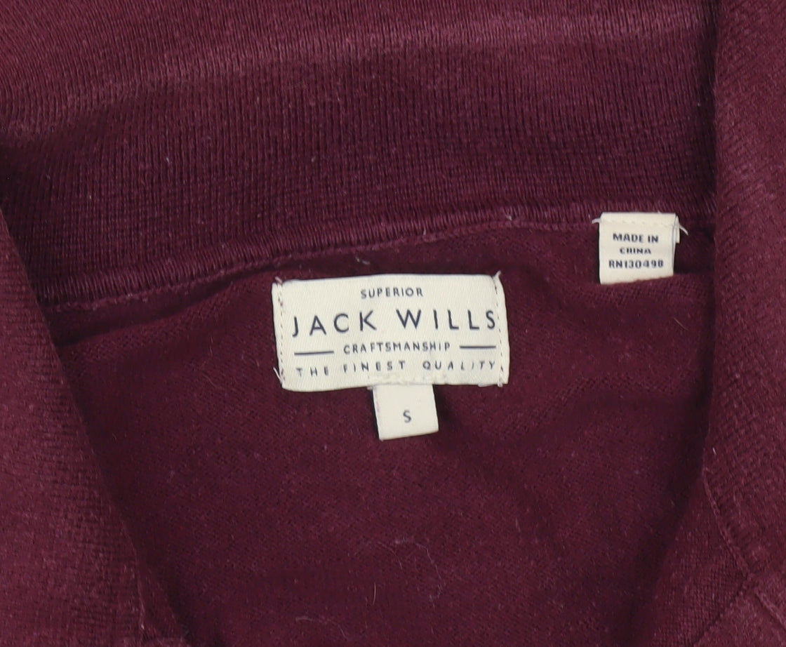 Jack Wills Men’s Red Collared Henley Jumper Size S Cotton Wool Blend