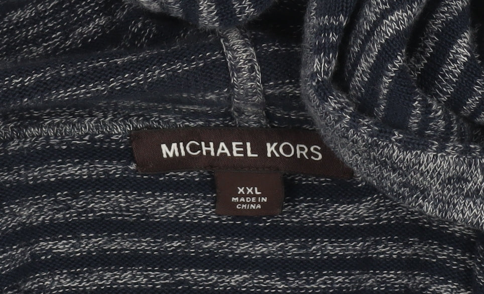 Michael Kors Men’s Blue Striped Cotton Full Zip Hooded Jumper 2XL
