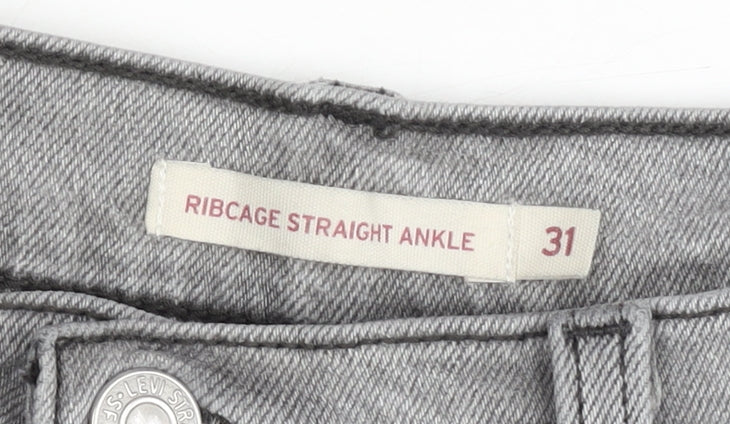 Levi's Women Grey Ribcage Straight Ankle Jeans Size 31 High Rise Denim