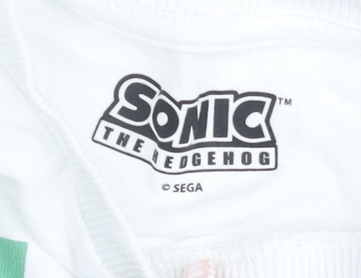 Sega Boys White Sonic The Hedgehog Graphic Gamer T-Shirt 6-7 Years