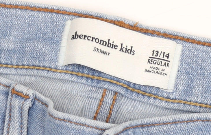 Additional view of Abercrombie Kids girls’ blue skinny distressed jeans, size 13/14, years