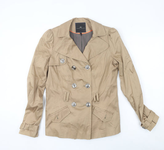 River Island Women's Beige Trench Jacket Size 12 Classic Cotton Blend