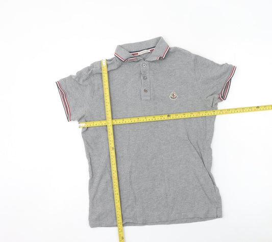 Moncler Men's Grey Short Sleeve Polo Shirt Size M Slim Fit