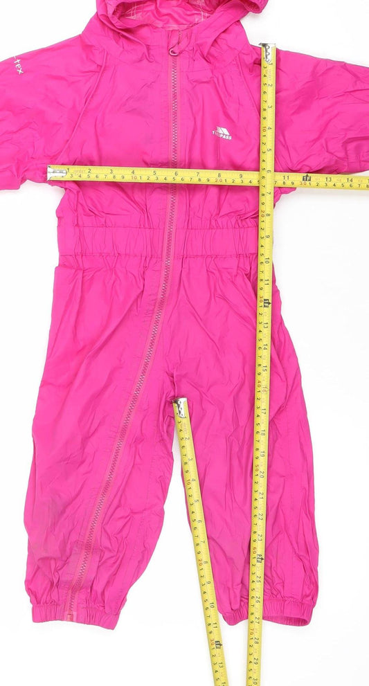 Trespass Girls Pink Waterproof Hooded Snowsuit 2 Years Winter Outdoor