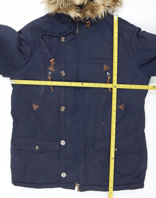 Womens UK Size L Farah Blue Parka Coat