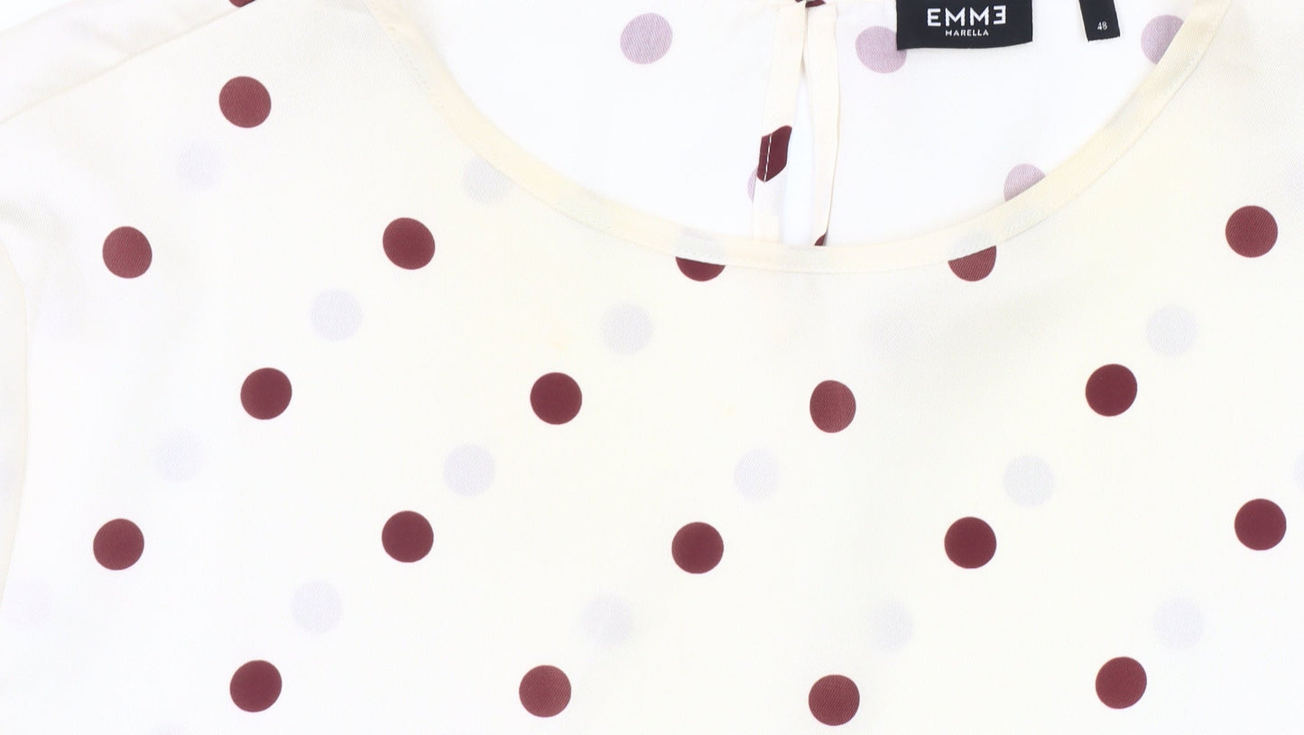 Emme Marella Women Ivory Polka Dot Long Sleeve Blouse Size 16
