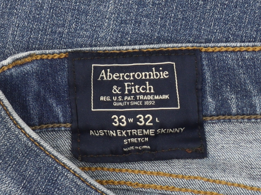 Abercrombie & Fitch Men's Blue Skinny Jeans 33W 32L Austin Extreme