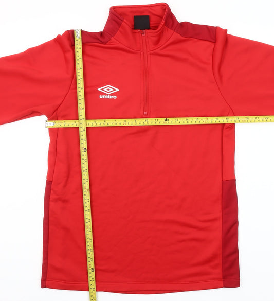 Umbro Men's Red 1/4 Zip Athletic Sweatshirt M Football Training Top