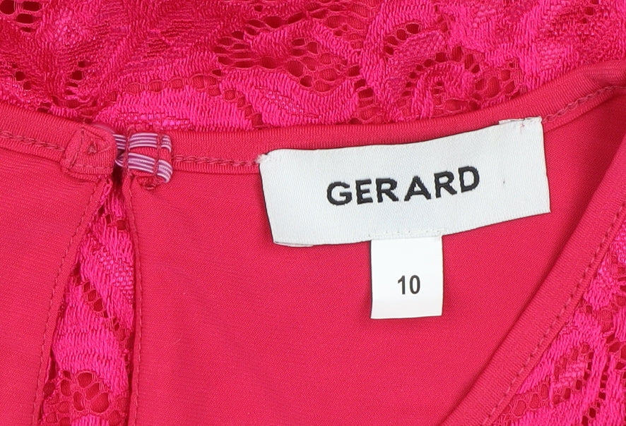 Gerard Women's Pink Lace Short Sleeve Tunic Blouse Size 10