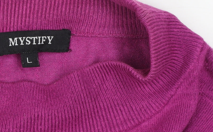 Mystify Women's Purple Mock Neck Long Sleeve Jumper L