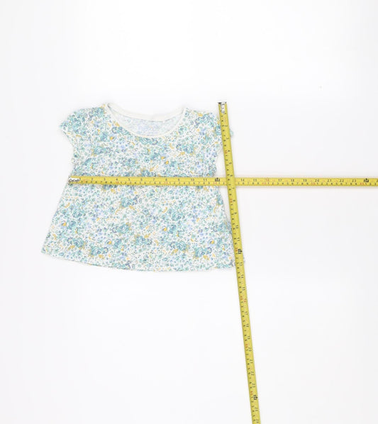 Next Girls Blue Floral Organic Cotton Sleeveless Top 1.5-2 Years