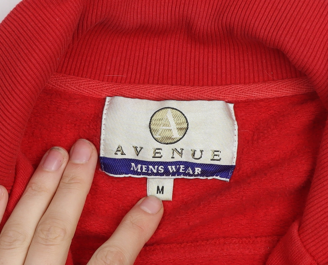 Avenue Mens Red Bomber Jacket M Full Zip Casual Sportswear