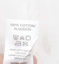 Dunnes Stores Women White Cotton Embroidered Sleeveless Tunic Blouse M