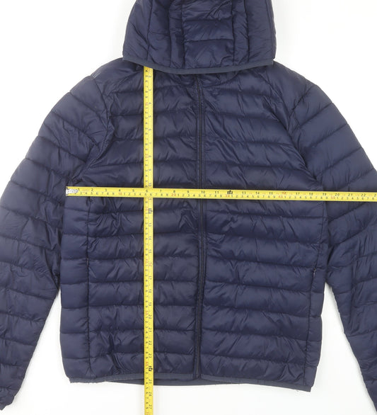 St. Bernard Men’s Blue Puffer Jacket L 41-43" Hooded Lightweight