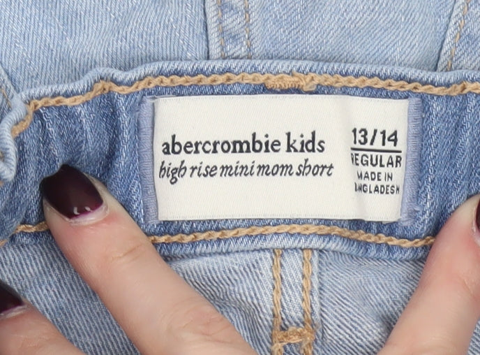 Abercrombie Kids Blue Denim Distressed Mom Shorts Girls 13-14 Years