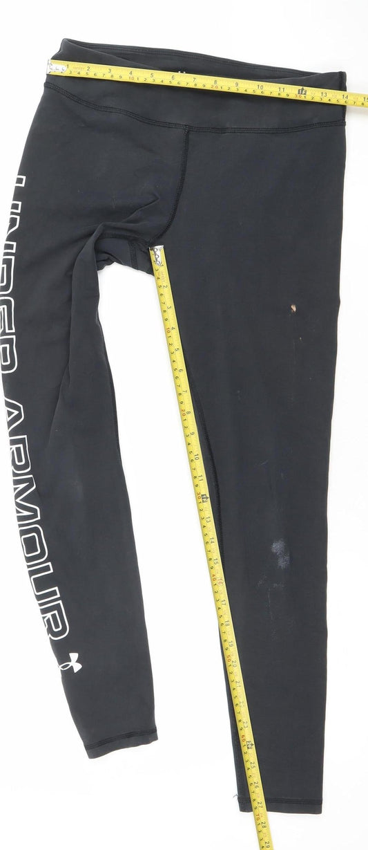 Under Armour Women Black Medium Fitted Leggings Gym Training Stretch