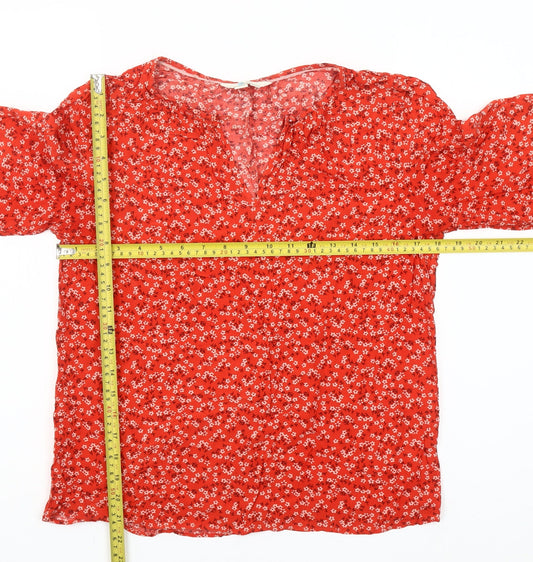 Boden Women’s Red Floral Viscose Tunic Blouse UK 8 Long Sleeve