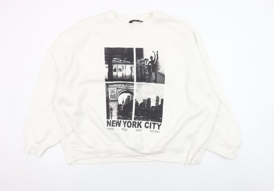 Additional front view of Dunnes women’s white new york city graphic pullover sweatshirt xxl