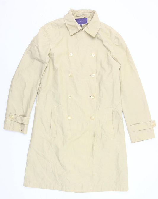 Autonomy Womens Beige Trench Coat Size 10 Classic Mid-Length Cotton Blend