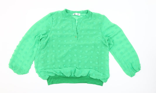 Additional front view of Gerard Women’s Green Chiffon Long Sleeve Tunic Blouse, size UK 14